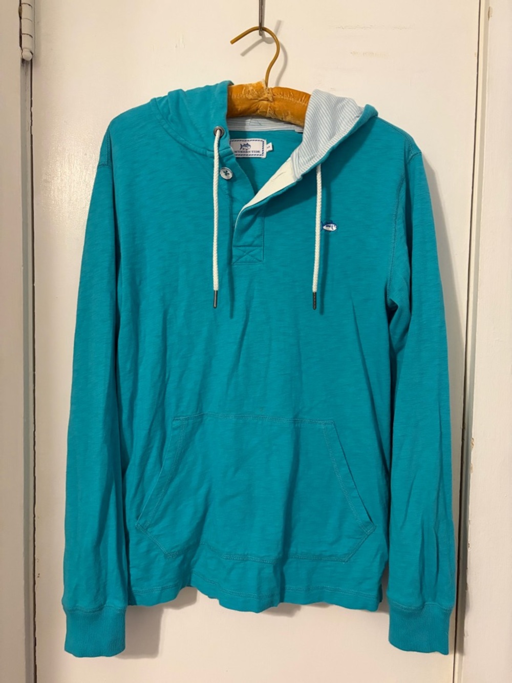 Southern Tide Teal Hooded Pullover Long-Sleeve Shirt